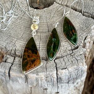 Chrysocolla Necklace & Earring SET!